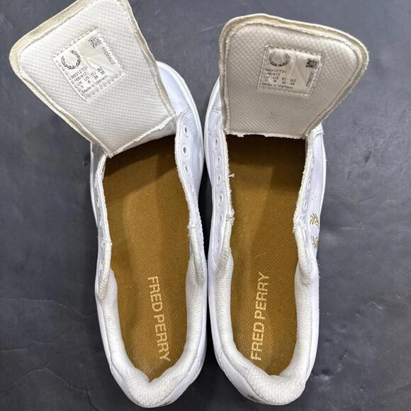 Fred Perry White Canvas Low Trainer Designer Athleisure Sneakers Shoes Womens 6 - Picture 5 of 15